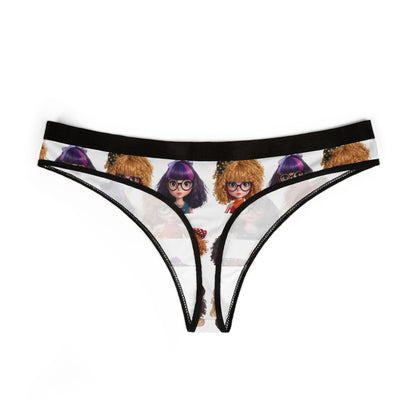 Thong Kawaii Doll Print- CurliPop Crew - Cute Nerdy Girls Underwear, Trendy Dolls, Big Hair Short Glasses, Cute Nerdy Girls Gift,
