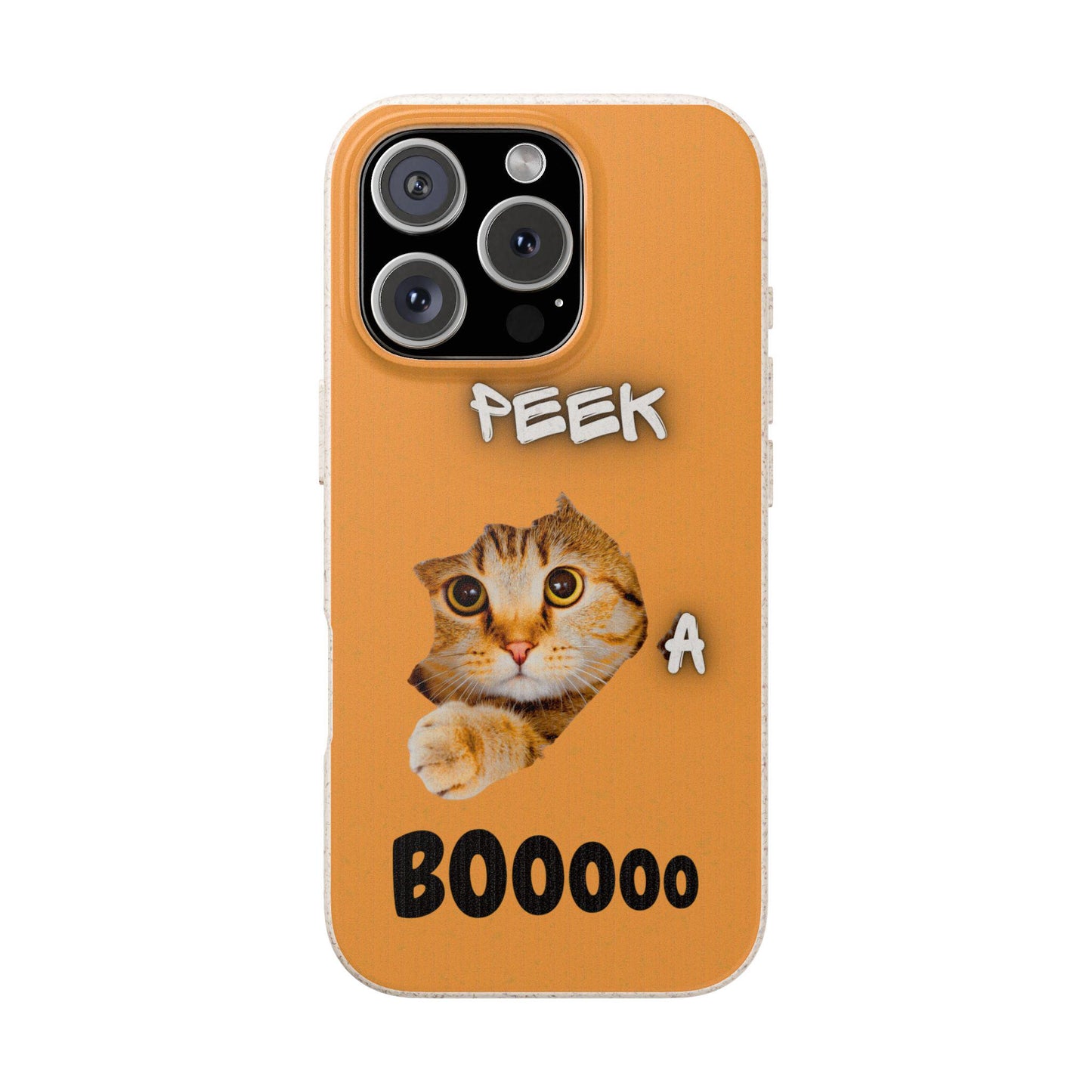 Whimsical Halloween Cat Phone Cover: Peek-a-Boo Orange Feline Design for Pet Lovers