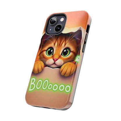 Luminous Halloween Cat Phone Case: Glowing Orange Tabby Design for iPhone & Samsung