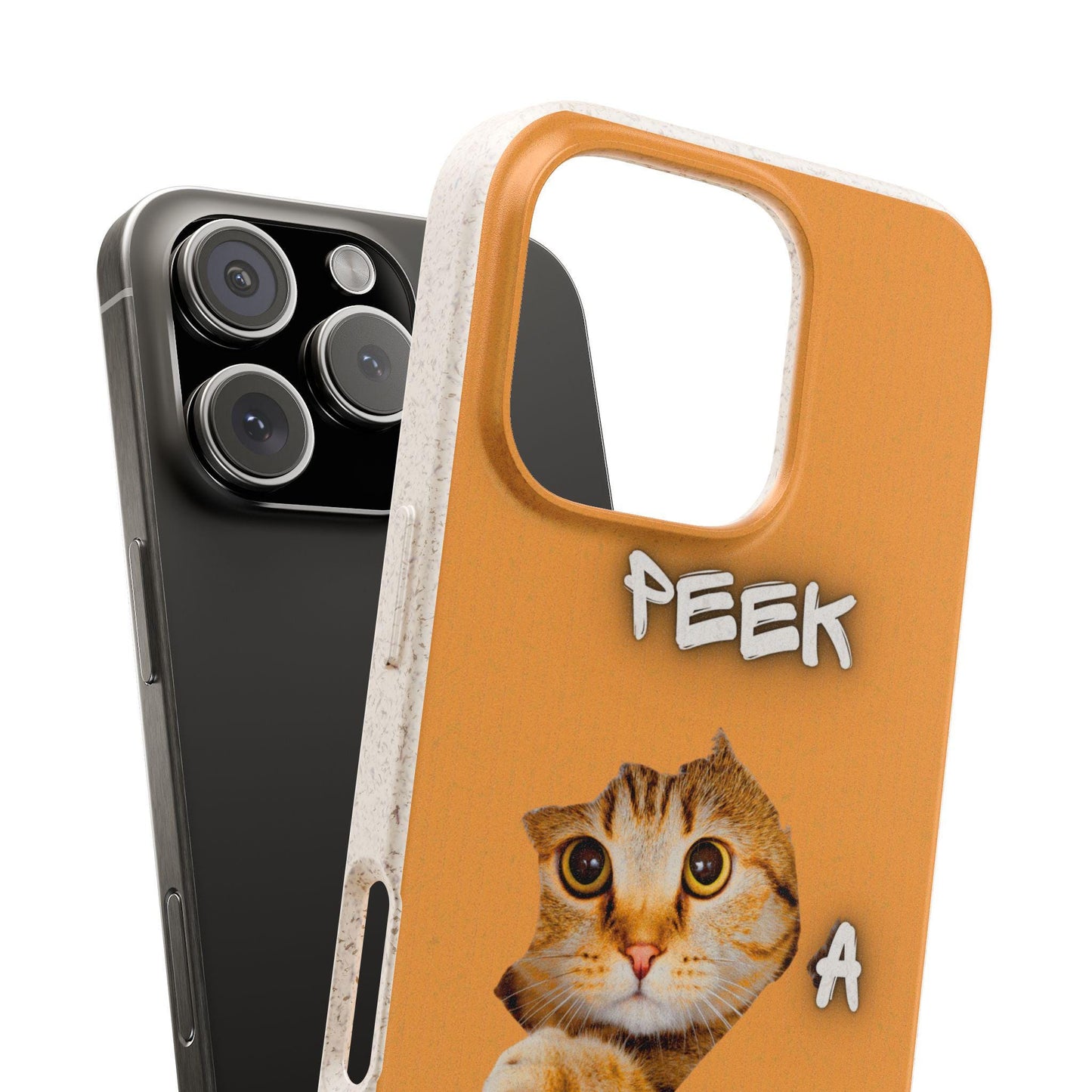 Whimsical Halloween Cat Phone Cover: Peek-a-Boo Orange Feline Design for Pet Lovers