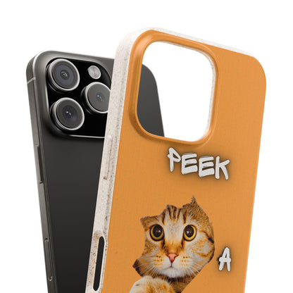 Whimsical Halloween Cat Phone Cover: Peek-a-Boo Orange Feline Design for Pet Lovers