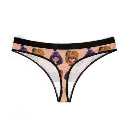 Thong Kawaii Doll Print- CurliPop Crew - Cute Nerdy Girls Underwear, Trendy Dolls, Big Hair Short Glasses, Cute Nerdy Girls Gift,