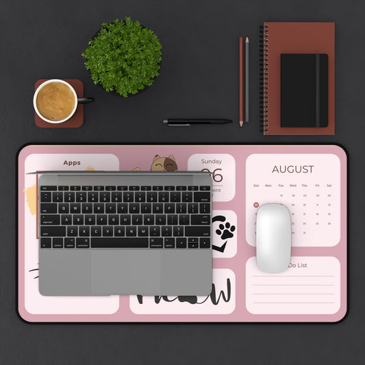 Kawaii Cat Desk Mat: Office Organizer Pad with To-Do List Planner for Pet Lovers