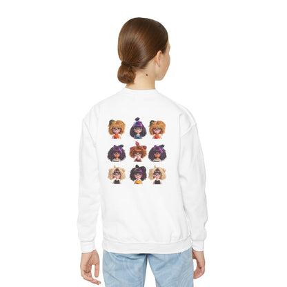 CurliPop Crew Kids Sweatshirt: Curly Hair Dolls, Nerdy Fashion