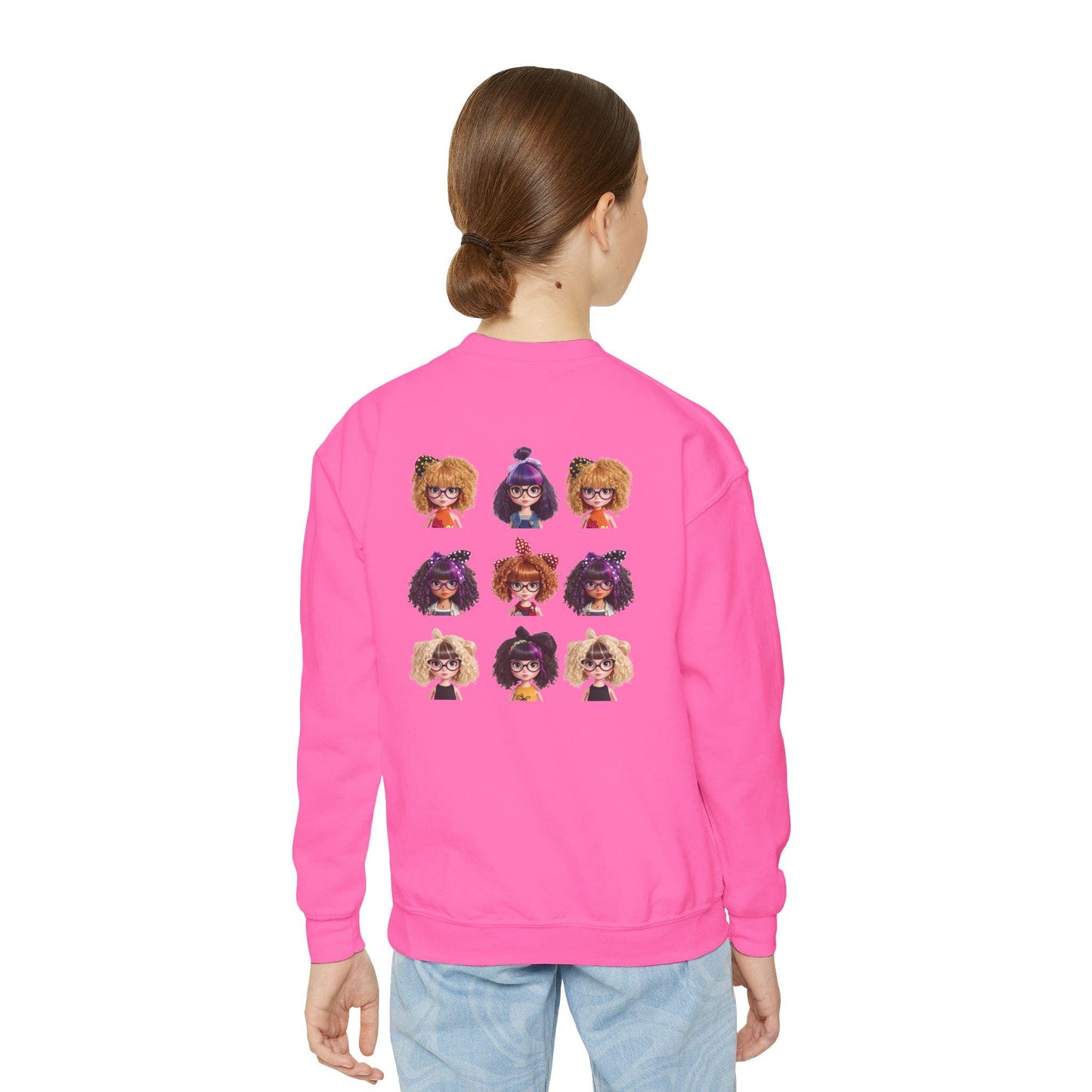 CurliPop Crew Kids Sweatshirt: Curly Hair Dolls, Nerdy Fashion