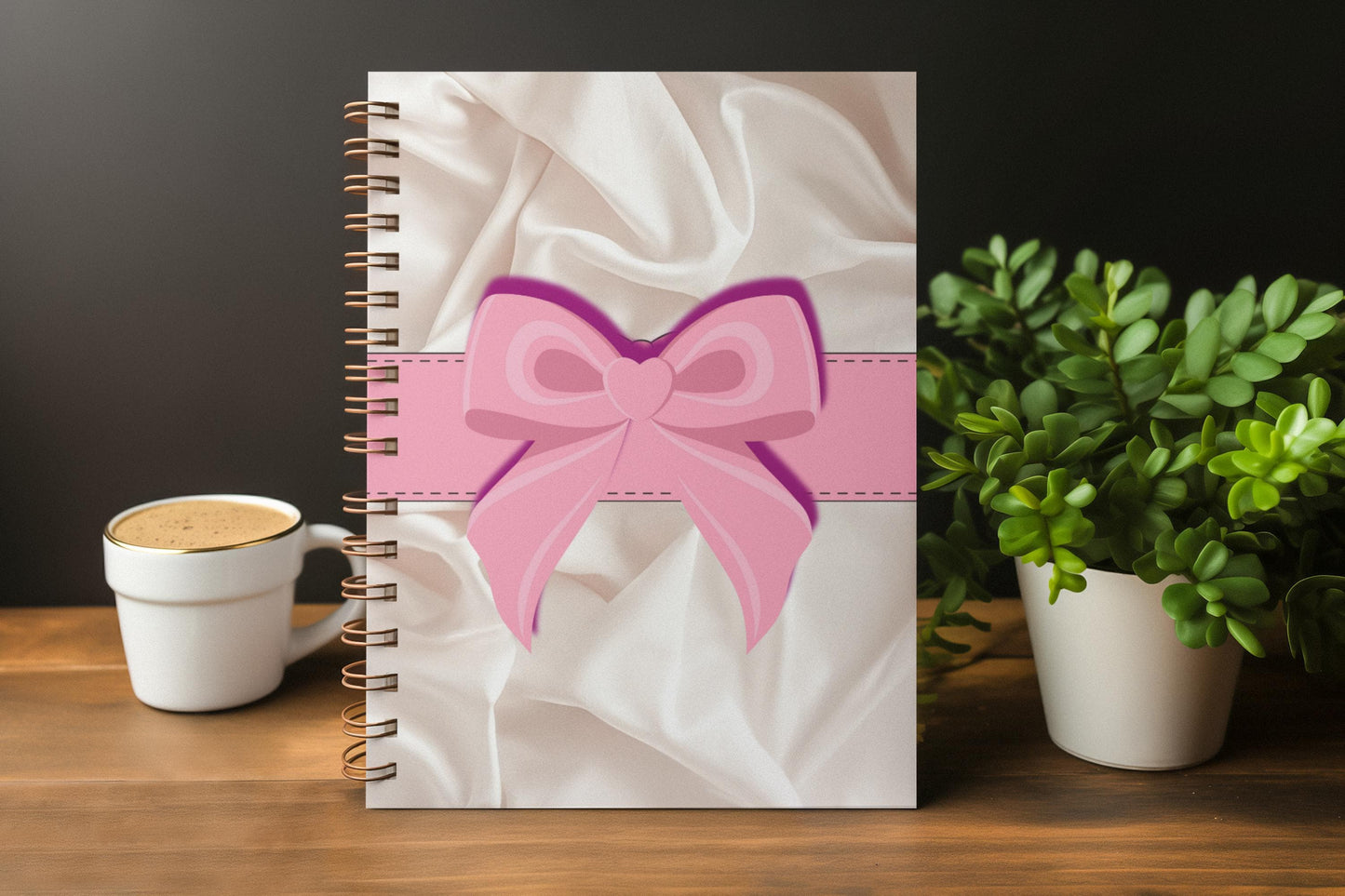 Elegant Bow Spiral Notebook: Ruled Lines for Journaling, Wedding Planning & Daily Notes