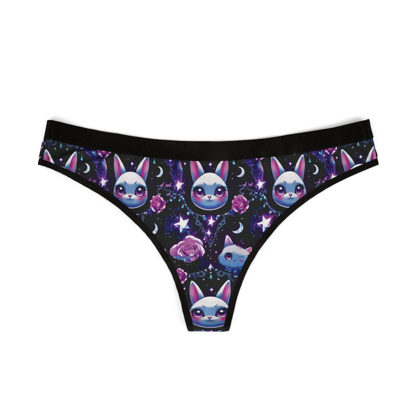 Gothic Kawaii Thong: Anime Cat & Bunny, Lace, Roses