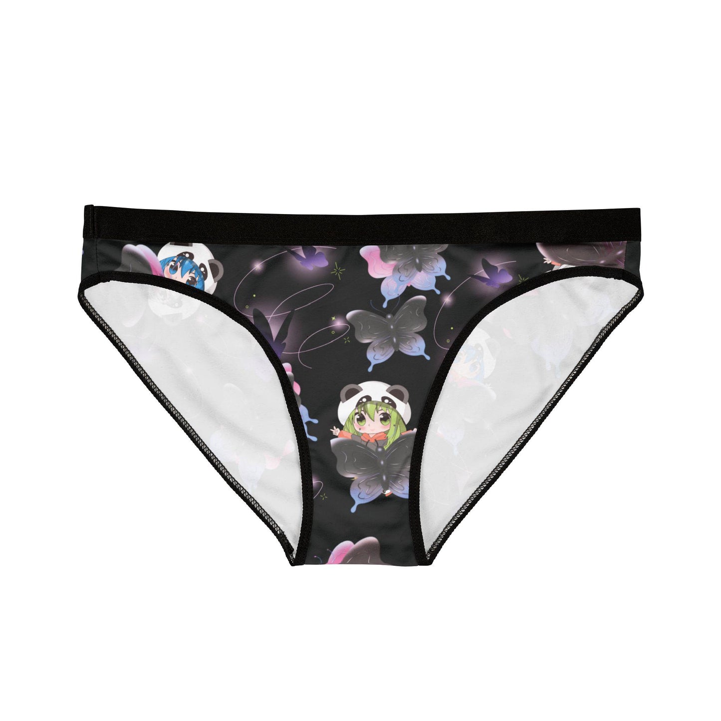Anime Girl Butterfly Panties. Kawaii Bikini Briefs, Black-Purple Lingerie, Cosplay Underwear Gift