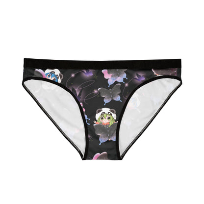 Anime Girl Butterfly Panties. Kawaii Bikini Briefs, Black-Purple Lingerie, Cosplay Underwear Gift