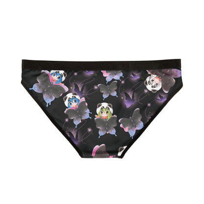 Anime Girl Butterfly Panties. Kawaii Bikini Briefs, Black-Purple Lingerie, Cosplay Underwear Gift