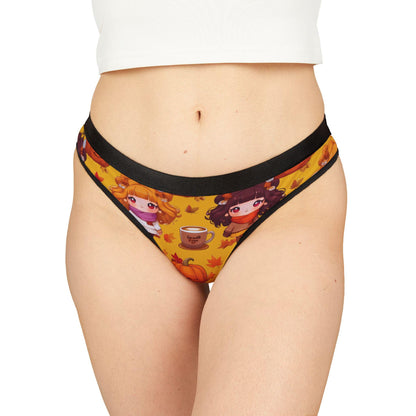 Cute Fall Kawaii Anime Thong for her. Featuring pumpkins, leaves and lattes. Fall Panties are out!! Grab your pair!