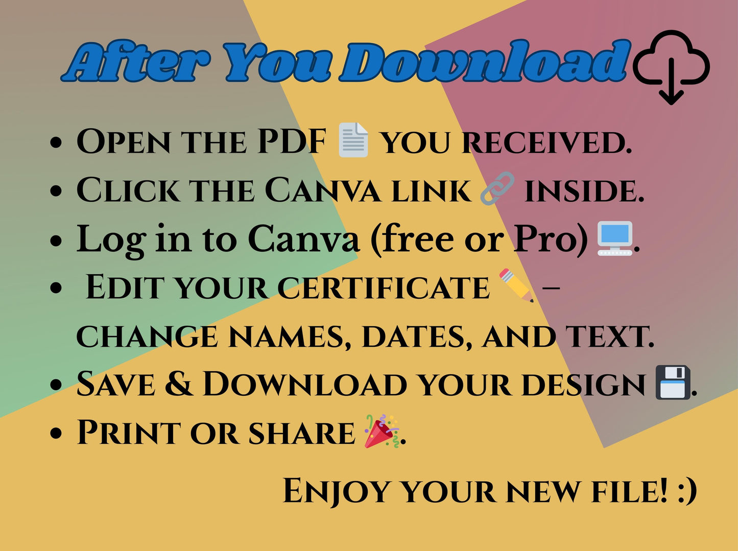 Editable Certificate Templates Bundle: Graduation, Award, Diploma (Canva Digital Download)