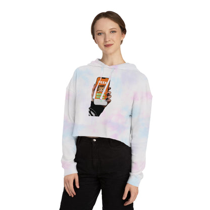 Glow-in-the-Dark Peek-a-Boo Cat Cropped Hoodie: Spooky Halloween Sweatshirt