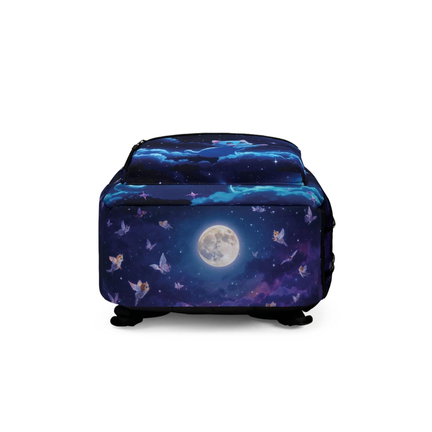 Flying Kittens Backpack: Whimsical Moon & Stars School Bag