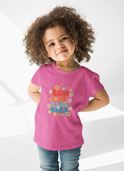 Children's Floral Graphic Tee: Cotton Back-to-School Shirt for Boys & Girls, Relaxed Fit Summer Top