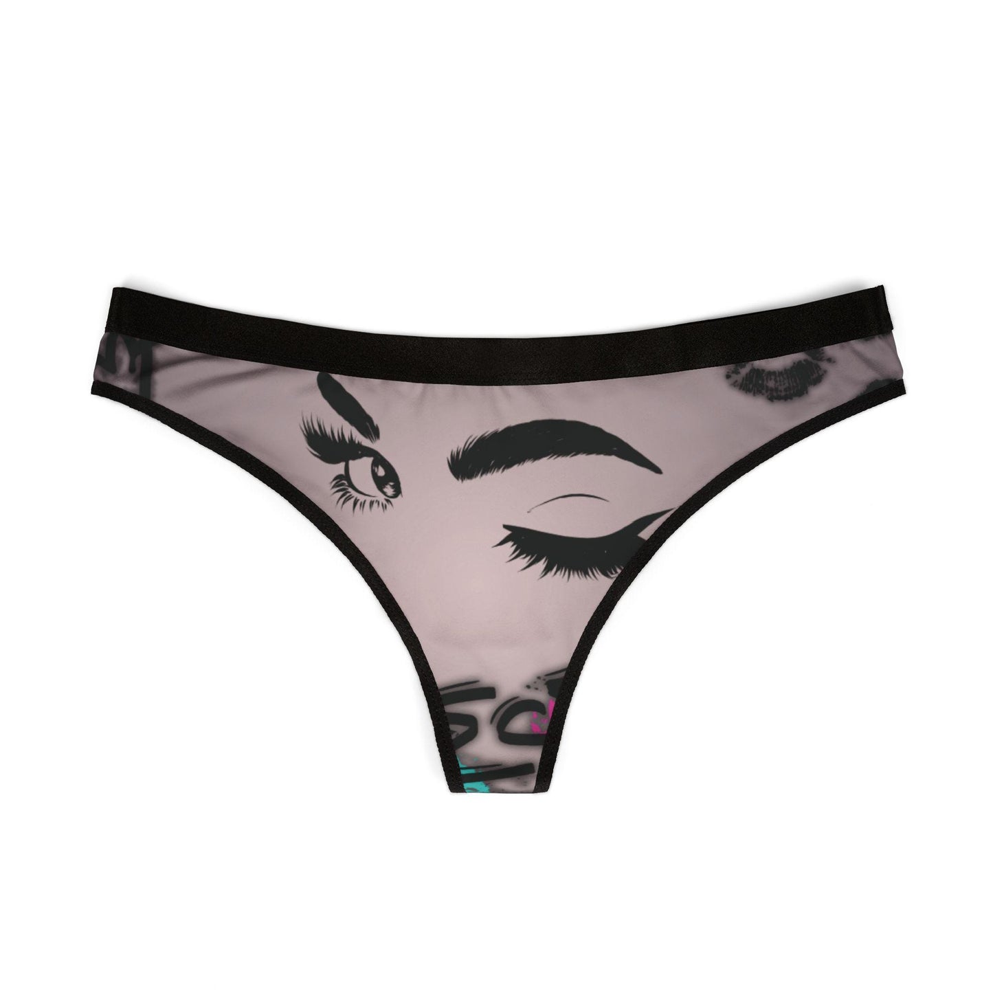 Wink & Kiss Thong  Flirty Lingerie Panties, Cute Streetwear Underwear, Fun Otaku Style