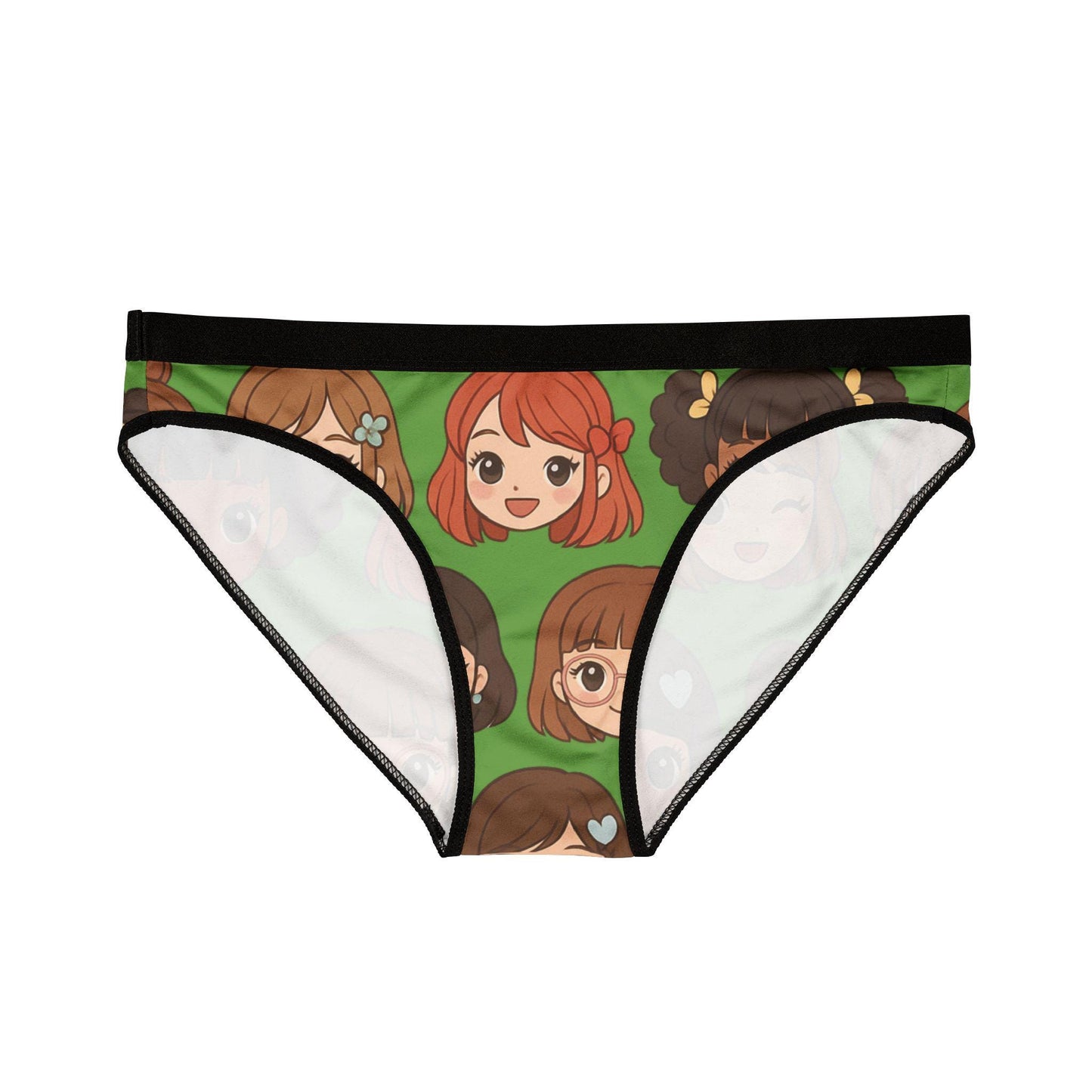 Kawaii Anime Girl Panties: Cute Green Cartoon Underwear for Women | Comfy Front & Back Design