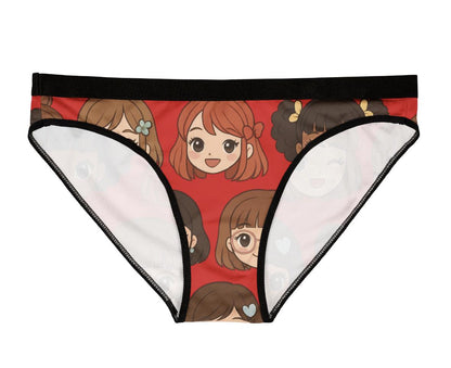 Kawaii Anime Girl Panties: Cute Green Cartoon Underwear for Women | Comfy Front & Back Design