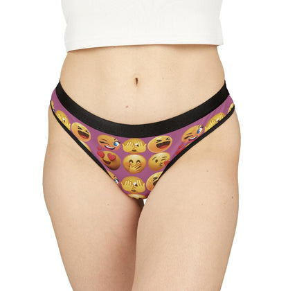 EMOJI Novelty Women's Panties, Fun Quirky, Yellow Seamless Thong, Underwear, Emoji fans. New Variation- 4 Different Colors to Choose From!!