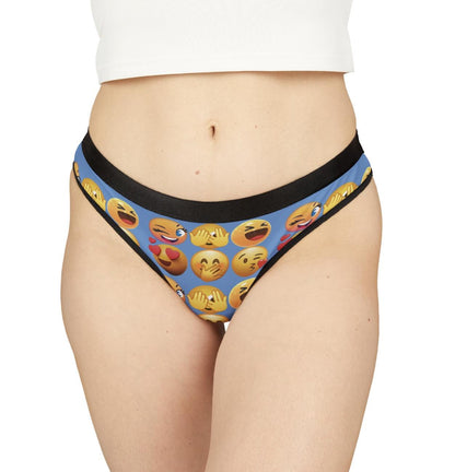 EMOJI Novelty Women's Panties, Fun Quirky, Yellow Seamless Thong, Underwear, Emoji fans. New Variation- 4 Different Colors to Choose From!!