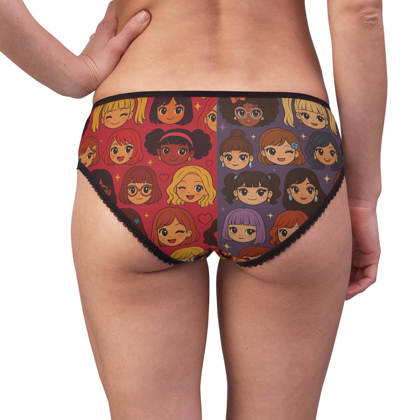 Cartoon Girl Face Panties: Fun High-Waist Underwear