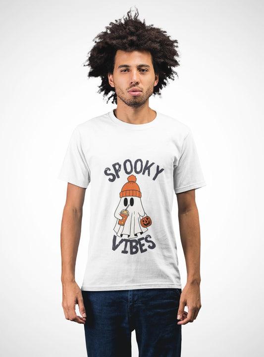 Spooky Ghost Graphic Tee: Unisex Halloween Cotton Shirt