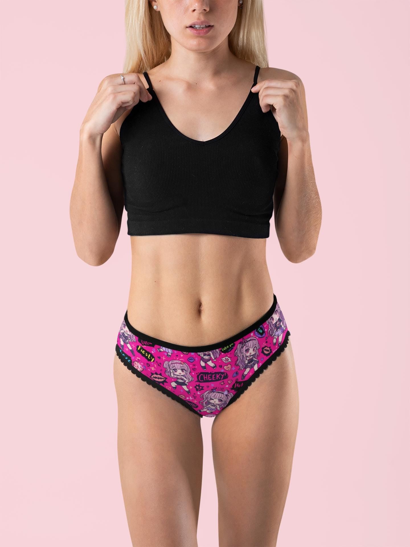 Cheeky Vibez Kawaii Thong, Cute Hot Pink Cheeky Panties, Trendy Underwear Gift for Her, Fun Boudoir Lingerie, Hot Vibez Panty