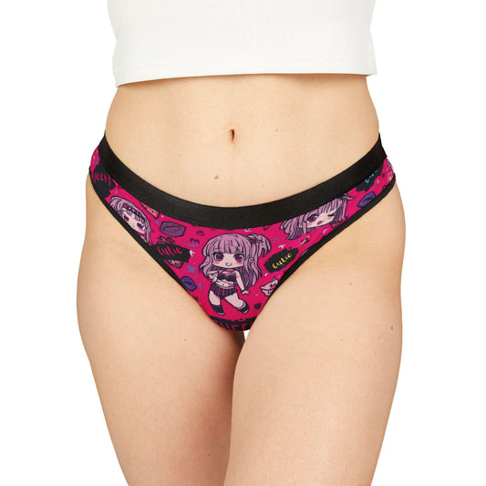 Cheeky Vibez Kawaii Thong, Cute Hot Pink Cheeky Panties, Trendy Underwear Gift for Her, Fun Boudoir Lingerie, Hot Vibez Panty