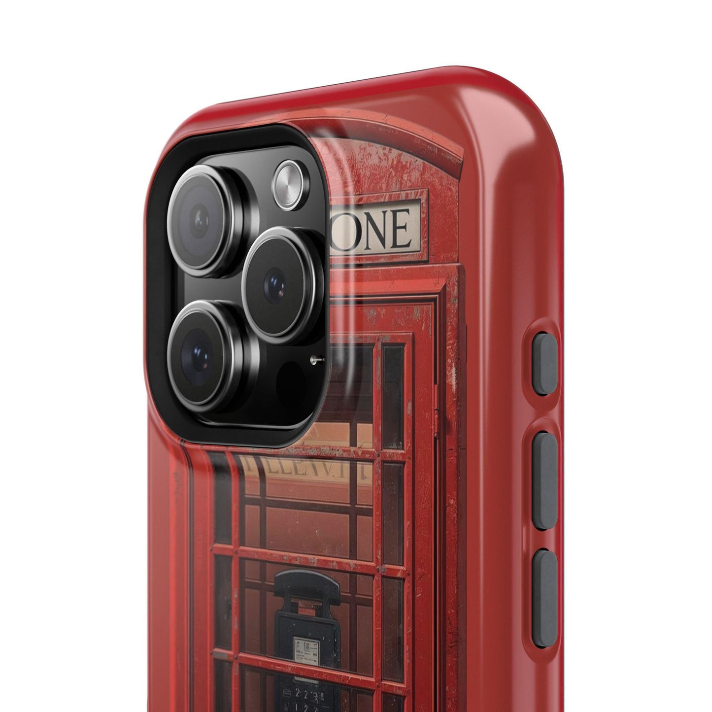 Red Phone Booth Magnetic Phone Case: MagSafe Compatible, Dual Layer Protection