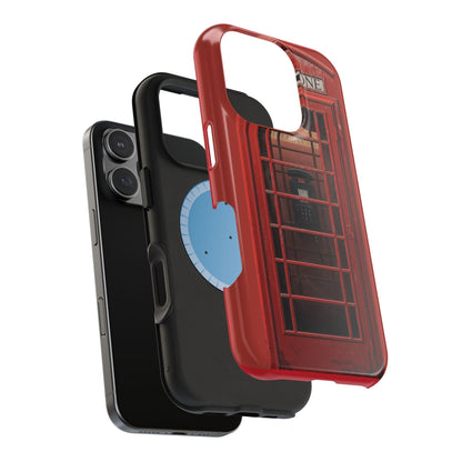 Red Phone Booth Magnetic Phone Case: MagSafe Compatible, Dual Layer Protection