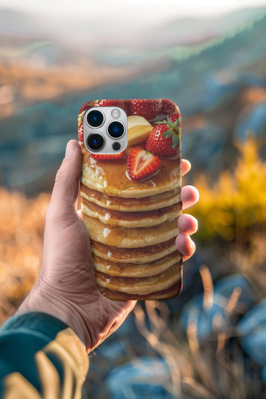 Strawberry Pancake Iphone 16 case. A Berry Cute Breakfast Accessory, Sweet Smartphone for Breakfast Lovers