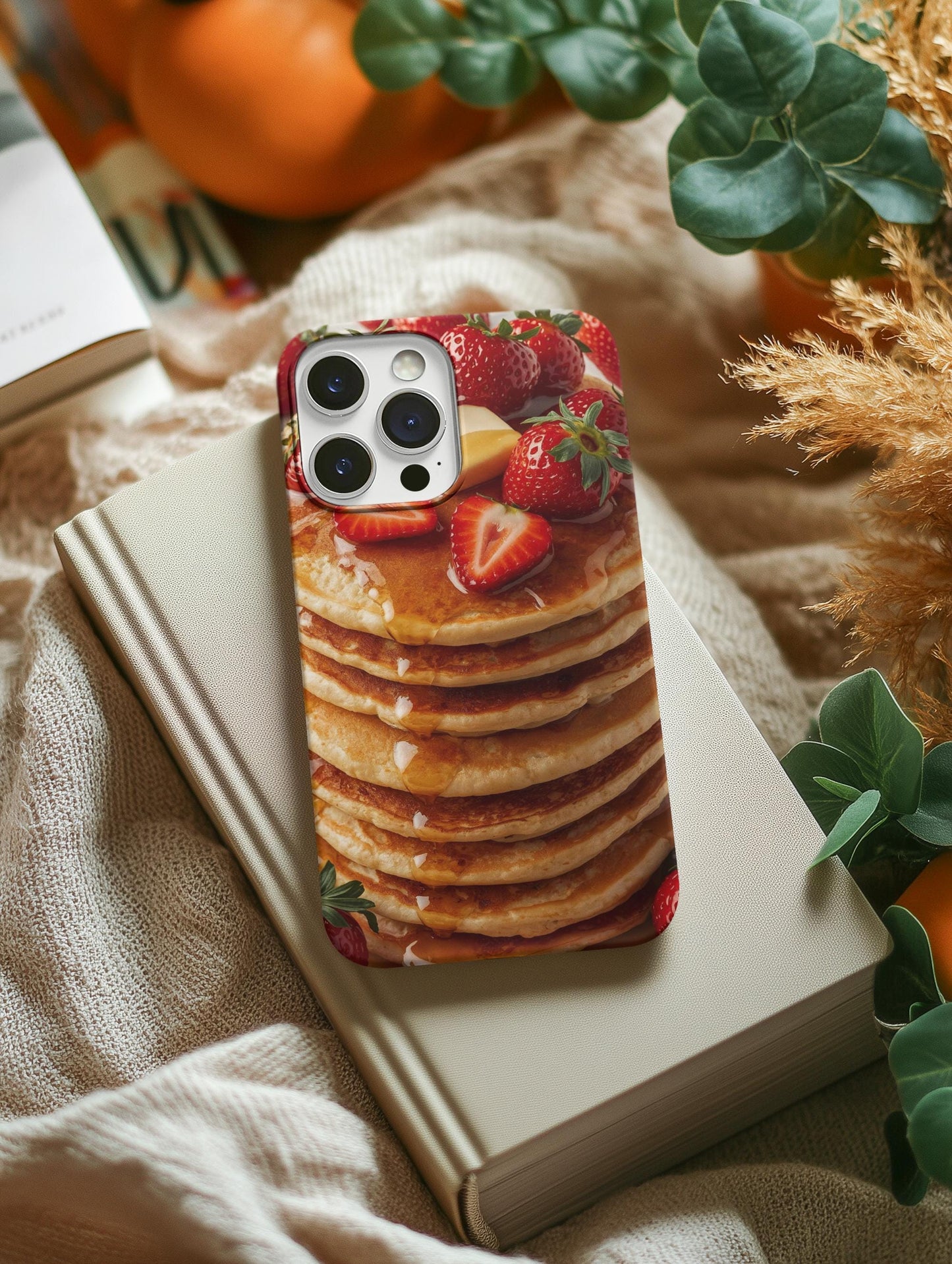 Strawberry Pancake Iphone 16 case. A Berry Cute Breakfast Accessory, Sweet Smartphone for Breakfast Lovers