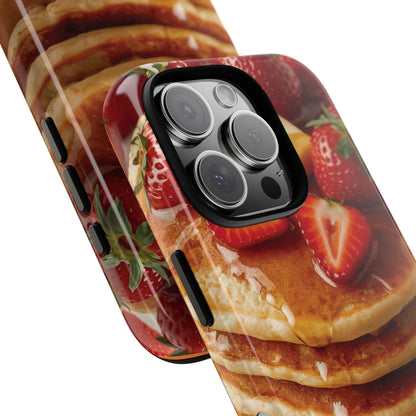 Strawberry Pancake Iphone 16 case. A Berry Cute Breakfast Accessory, Sweet Smartphone for Breakfast Lovers