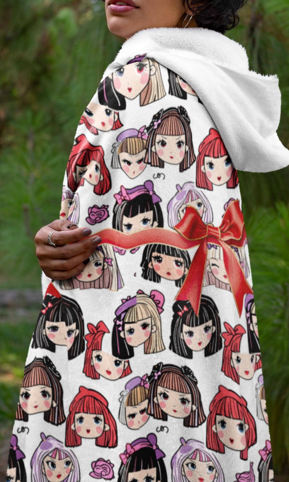 Kawaii Anime Girl Sherpa Fleece Blanket: Cozy Plush Throw for Bedroom Decor, Otaku Gift