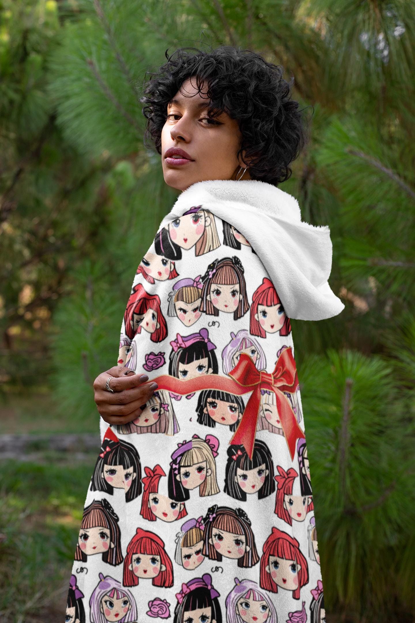 Kawaii Anime Girl Sherpa Fleece Blanket: Cozy Plush Throw for Bedroom Decor, Otaku Gift