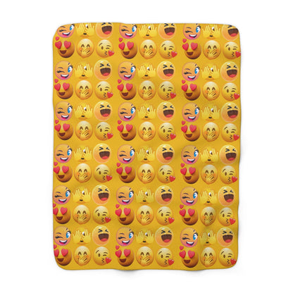 Soft Emoji Sherpa Fleece Throw Blanket: Cozy Plush Decor for Kids, Teens & Dorm Rooms
