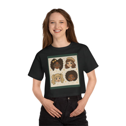 Kawaii Anime Girl Cropped Tee - Cute Cartoon Graphic T-Shirt for Women, Otaku Streetwear Gift