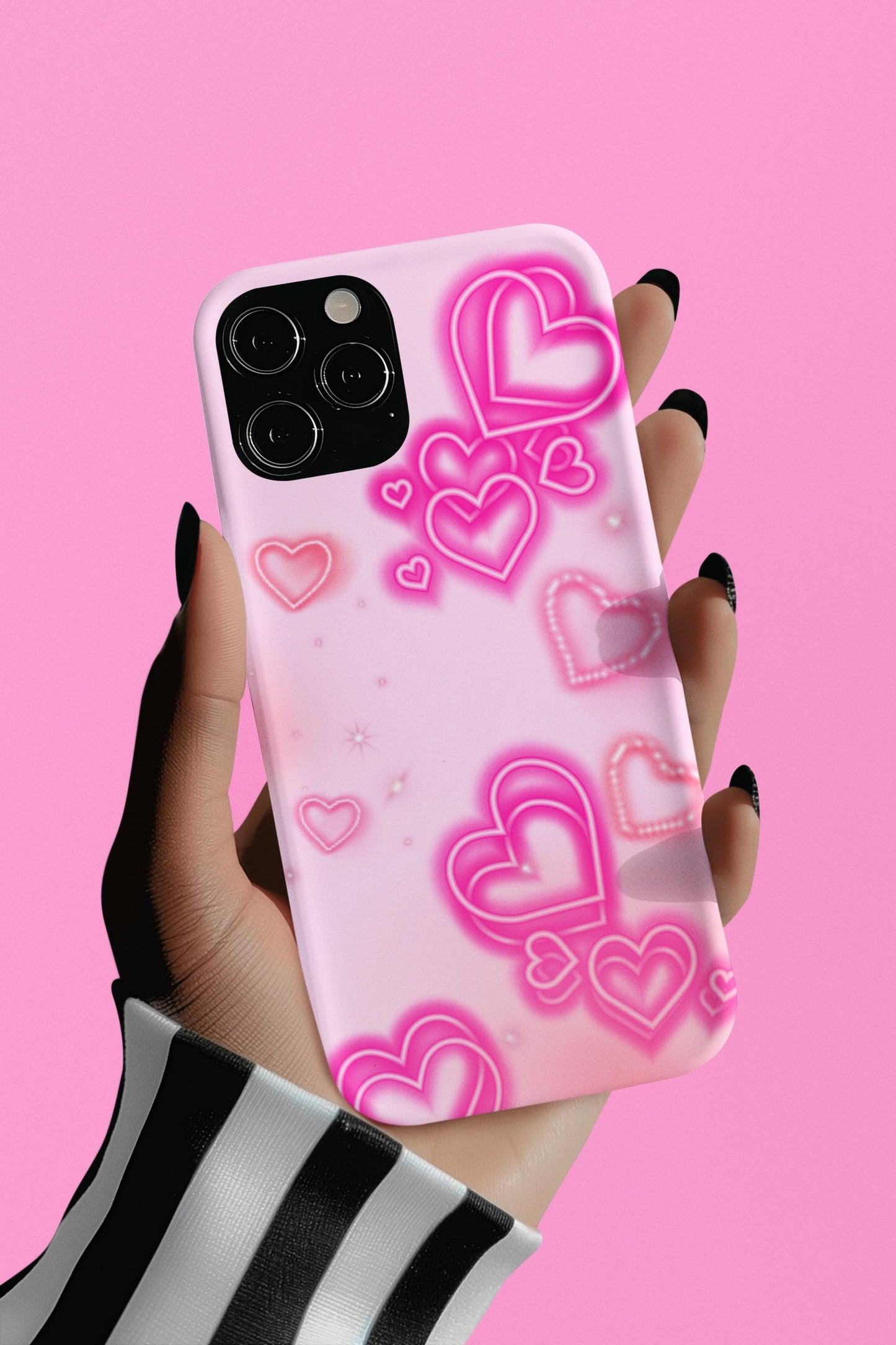 Pink and White Y2K Hearts iPhone Case (PRINT) for iPhone 16, 15, 14, 13, 12, 11, 8, 7, XR, XS, X Pro Max Plus Mini | Alt