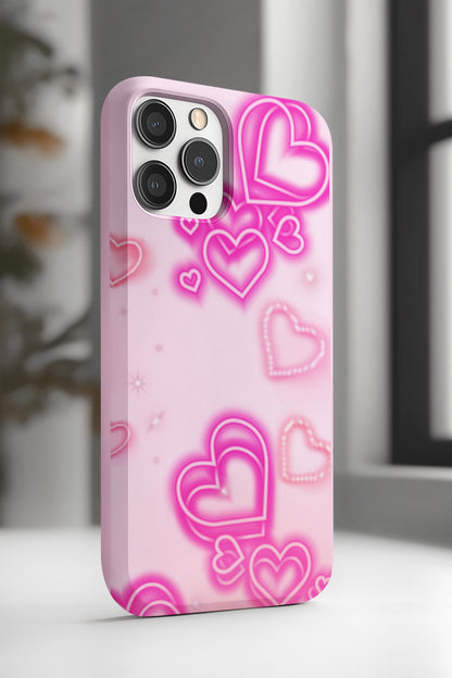 Pink and White Y2K Hearts iPhone Case (PRINT) for iPhone 16, 15, 14, 13, 12, 11, 8, 7, XR, XS, X Pro Max Plus Mini | Alt