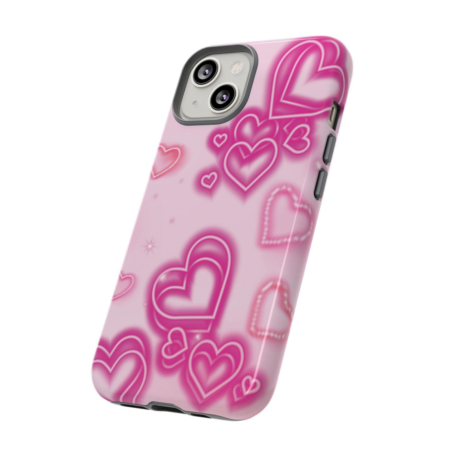 Pink and White Y2K Hearts iPhone Case (PRINT) for iPhone 16, 15, 14, 13, 12, 11, 8, 7, XR, XS, X Pro Max Plus Mini | Alt