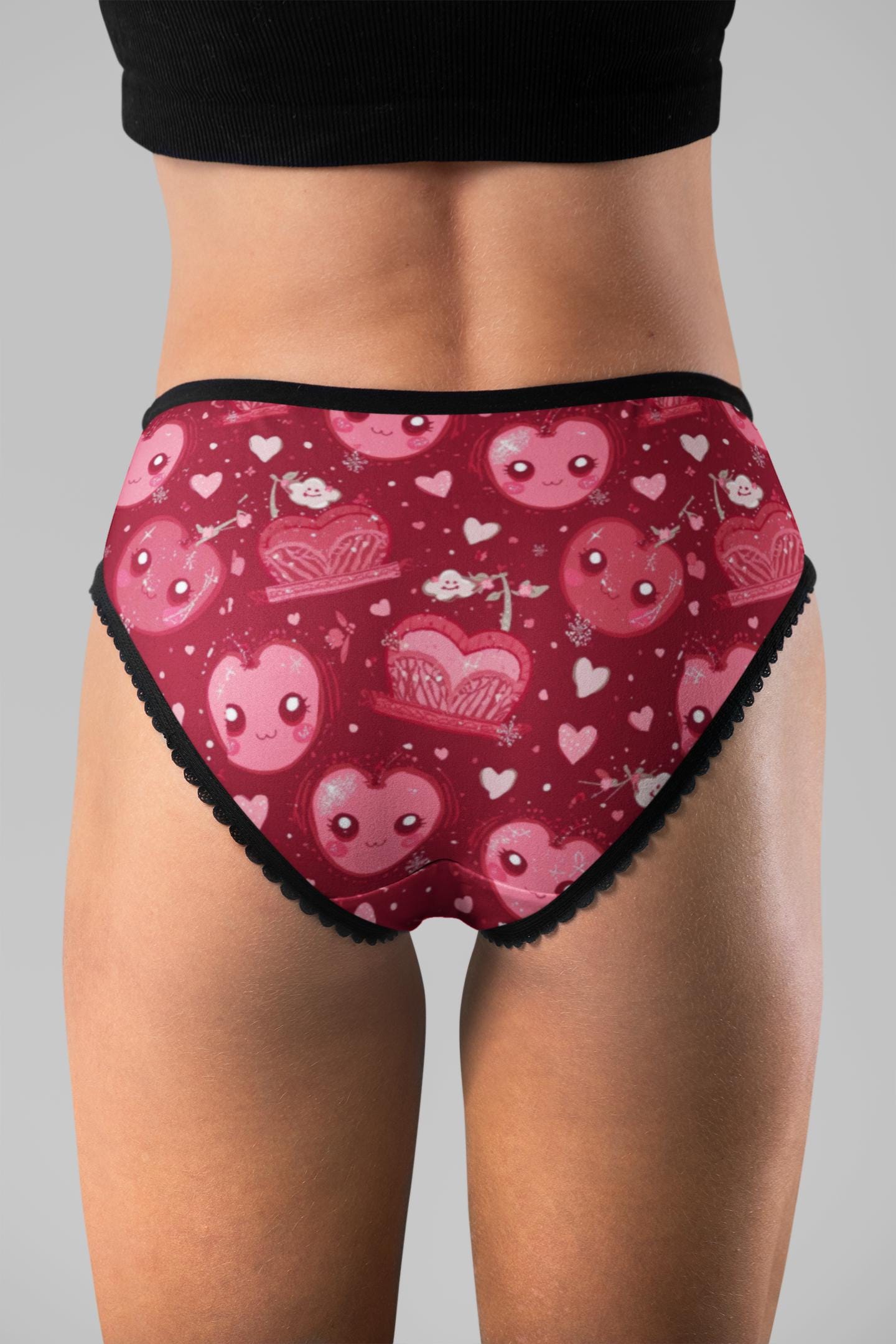 Kawaii Cherry Panties, Adorable Red Briefs, Cute Fashionable Panties for Everyday Wear. Cherrycore Aesthetic for Women ages 16-34