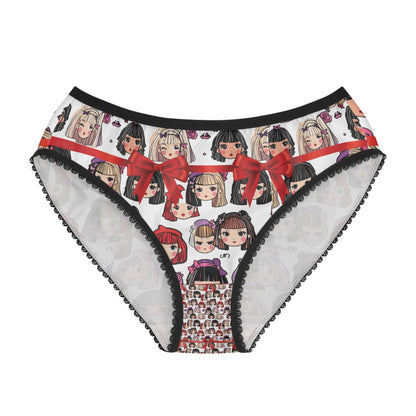 Kawaii Anime Girl Briefs: Cute Bow Panties, Playful Otaku Underwear, Fun Cartoon Lingerie for Women
