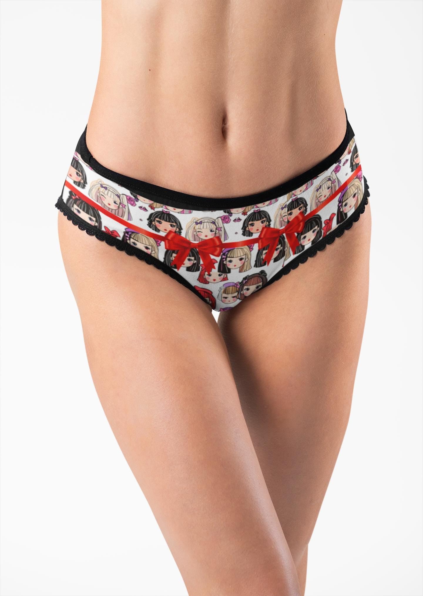 Kawaii Anime Girl Briefs: Cute Bow Panties, Playful Otaku Underwear, Fun Cartoon Lingerie for Women