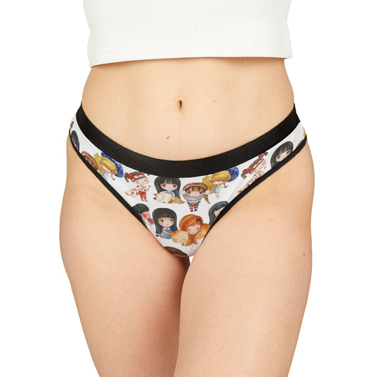 Anime Girl & Puppy Thong: Kawaii Cartoon Panties, Otaku Lingerie, Colorful Underwear Gift
