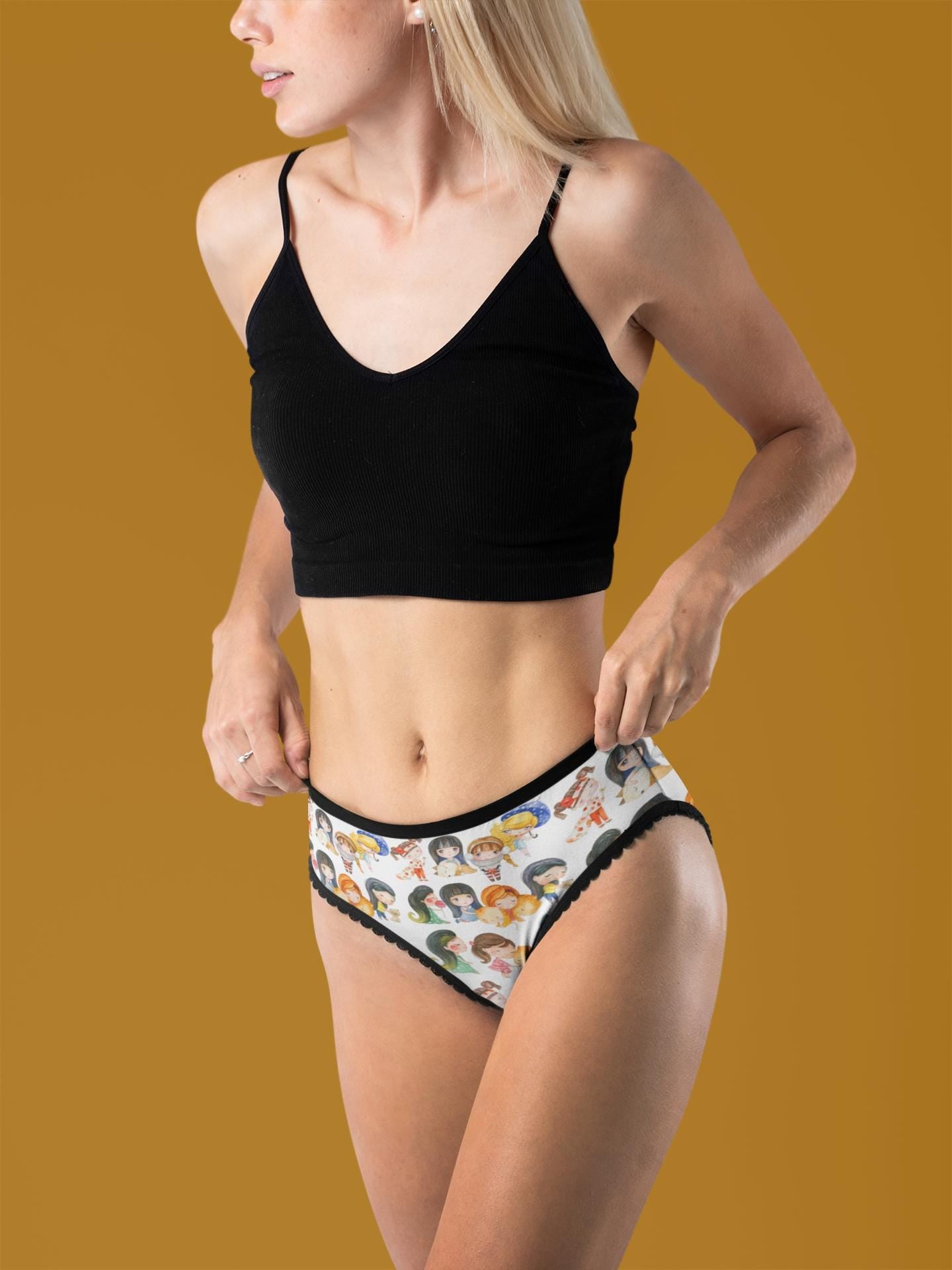 Anime Girl & Puppy Thong: Kawaii Cartoon Panties, Otaku Lingerie, Colorful Underwear Gift