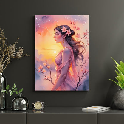 Eos Goddess Sunrise Print: Feminine Floral Mythology Art (Digital Download