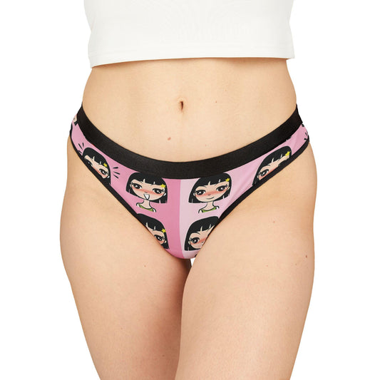 Kawaii Anime Panties: Cute Otaku Lingerie with Chibi Girl Print - Pink Thong for Japanese-Inspired Fashion