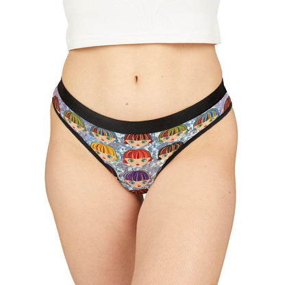 Vibrant Anime Girl Glitter Thong: Kawaii Otaku Lingerie with Colorful Hair Design