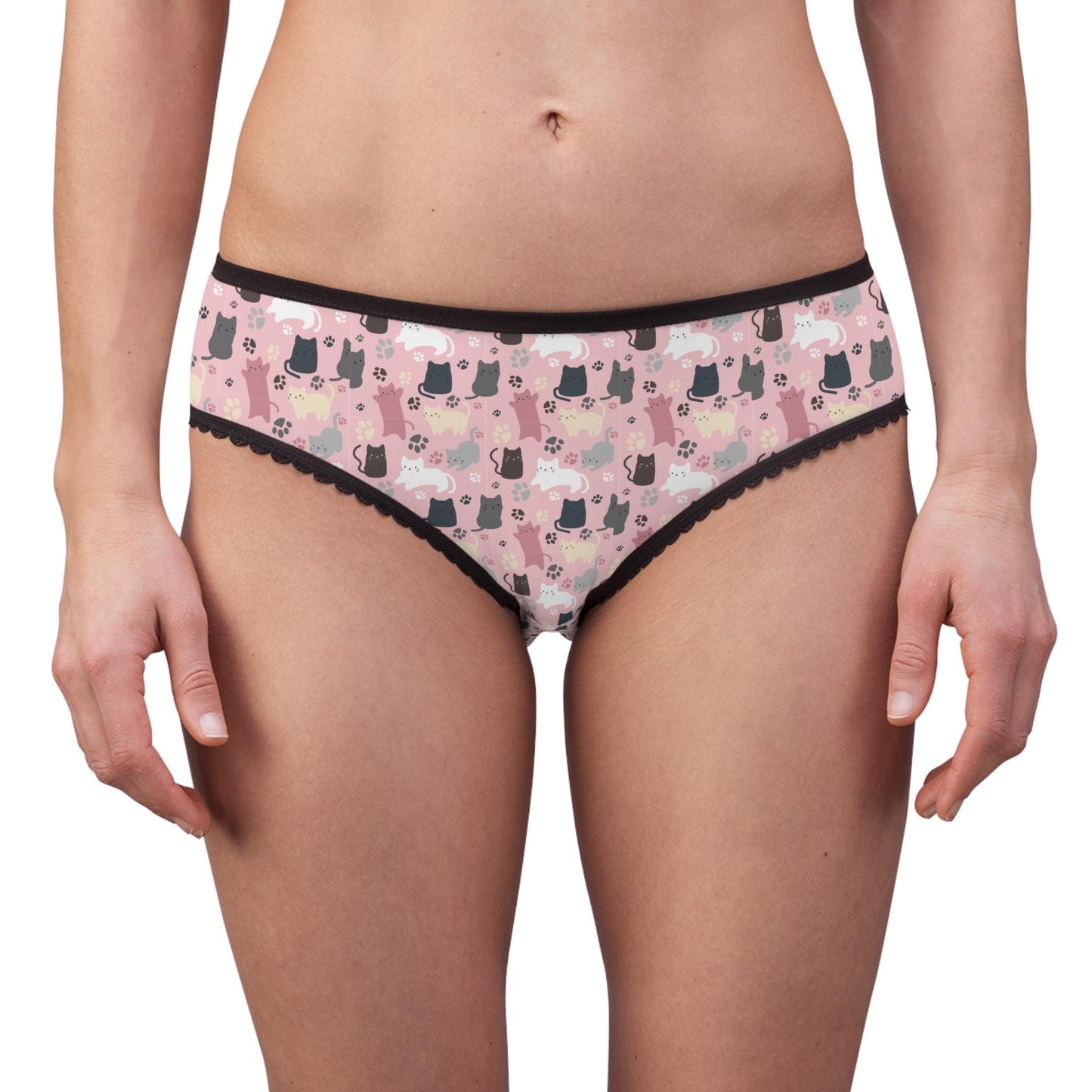 Adorable Pastel Cat Print Underwear: Comfy Kawaii Briefs for Women, Cute Lingerie Gift