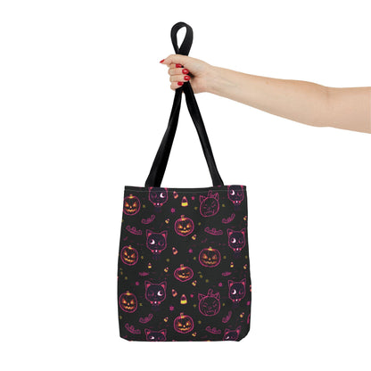 Kawaii Spooky Cat Halloween Tote Bag: Witchy Vibes